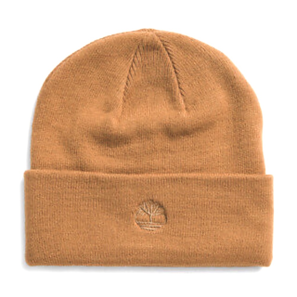 TIMBERLAND Tree Logo Gold Embroidered Knit Beanie Men's One Size Fits Most